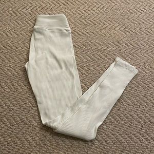 Cream Ribbed Leggings